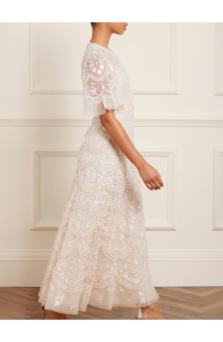 Needle & Thread Lily Bloom Embroidered Maxi Dress, Alternate, color, Cream