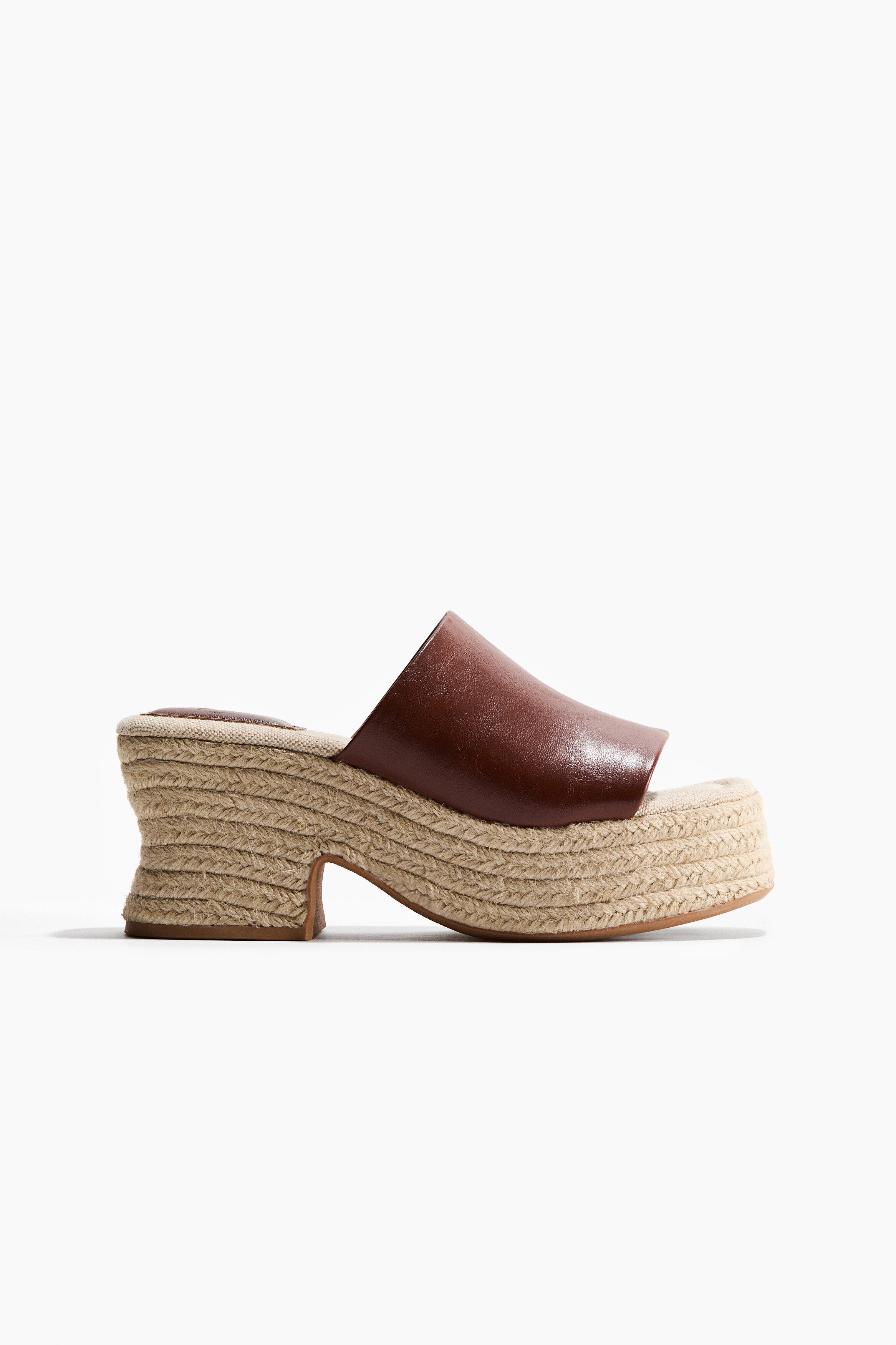 H&M Heeled Espadrilles, Main, color, Dark Brown