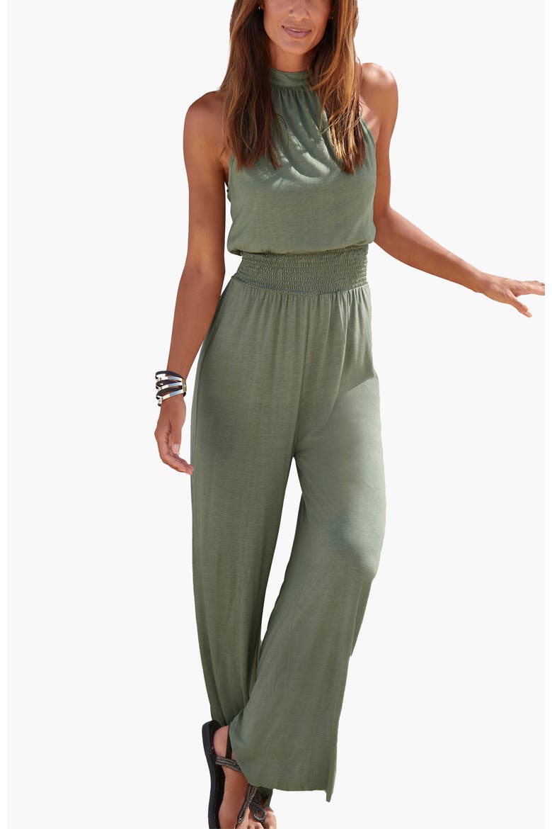 Halter Neck Jumpsuit, Main, color, Khaki