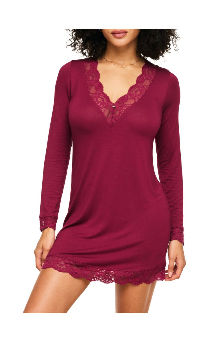 Adore Me Hasina Sleepshirt, Main, color, Dark Red