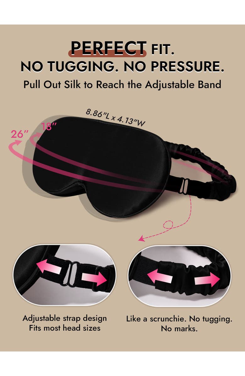 SILKSILKY 22 Momme Pure Silk 3D Adjustable Eye Mask, Alternate, color, Black