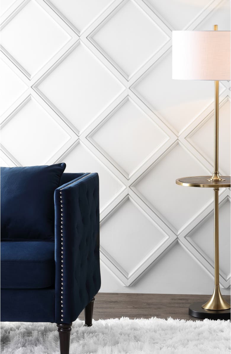 JONATHAN Y Luce 59" Metal/Wood LED Floor Lamp with Table, Black/Brass, Alternate, color, Black/ Brass Gold