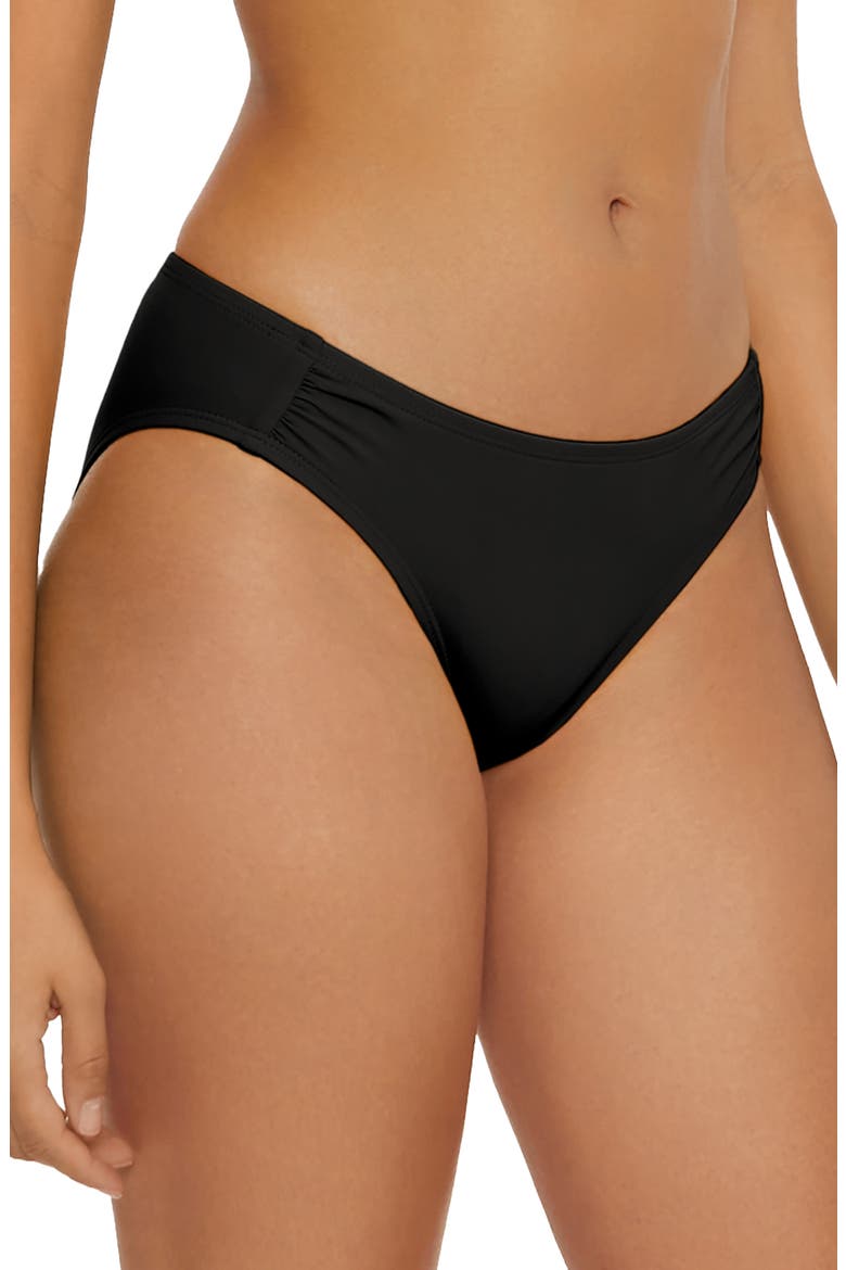 Shirred Bikini Bottoms, Alternate, color, BLACK
