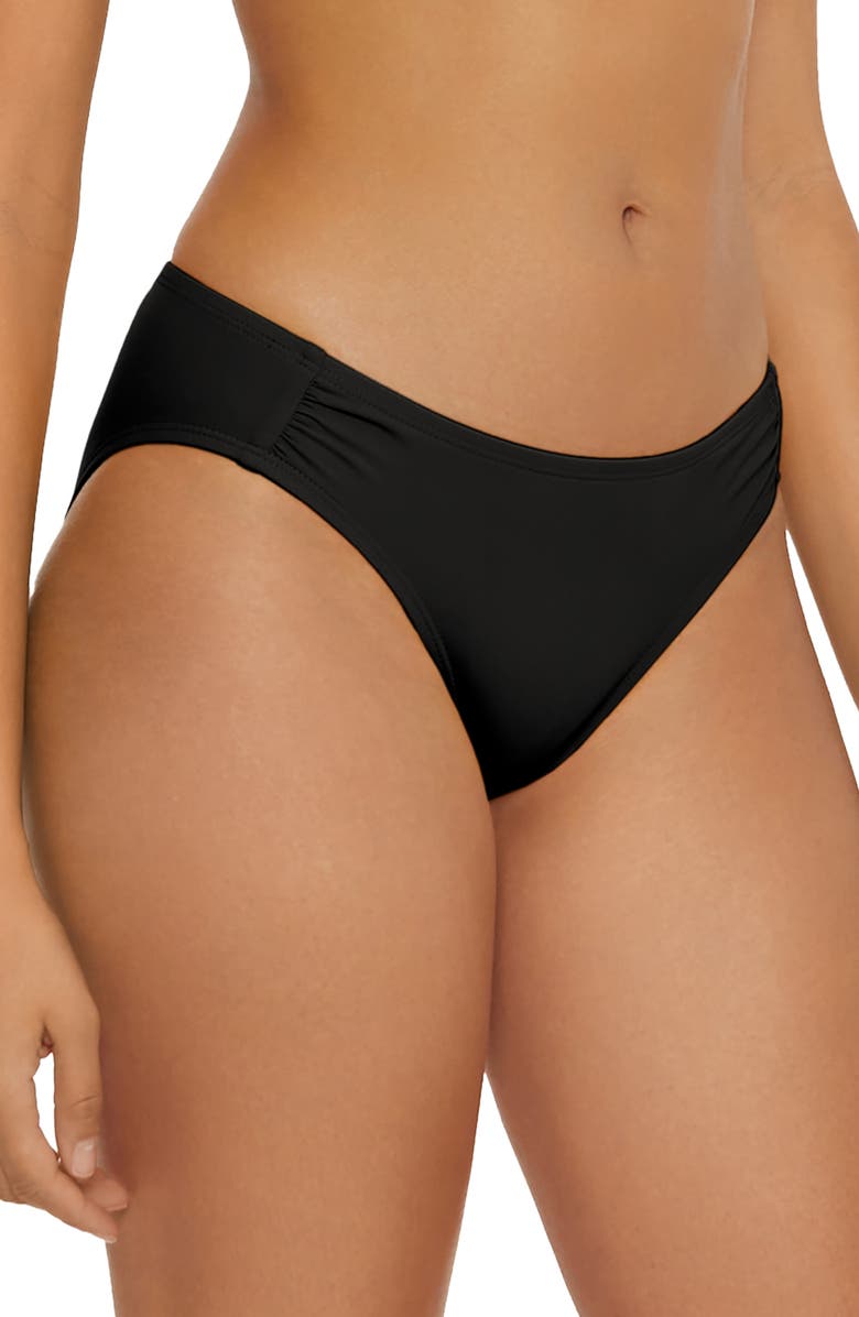 BCA by Rebecca Virtue Shirred Bikini Bottoms, Alternate, color, Black