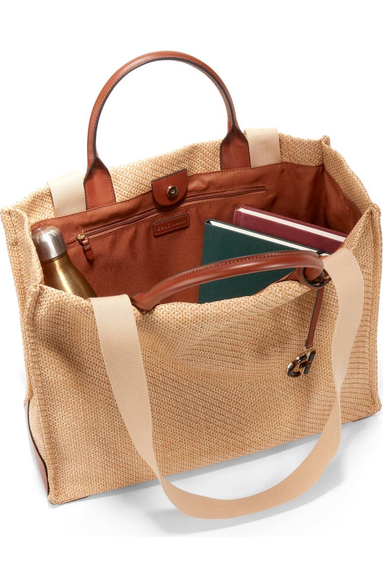 Cole Haan Grand Ambition Mainline Straw & Leather Market Tote, Alternate, color,