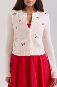 HOUSE OF CB Evalina Embroidered Wool Cardigan