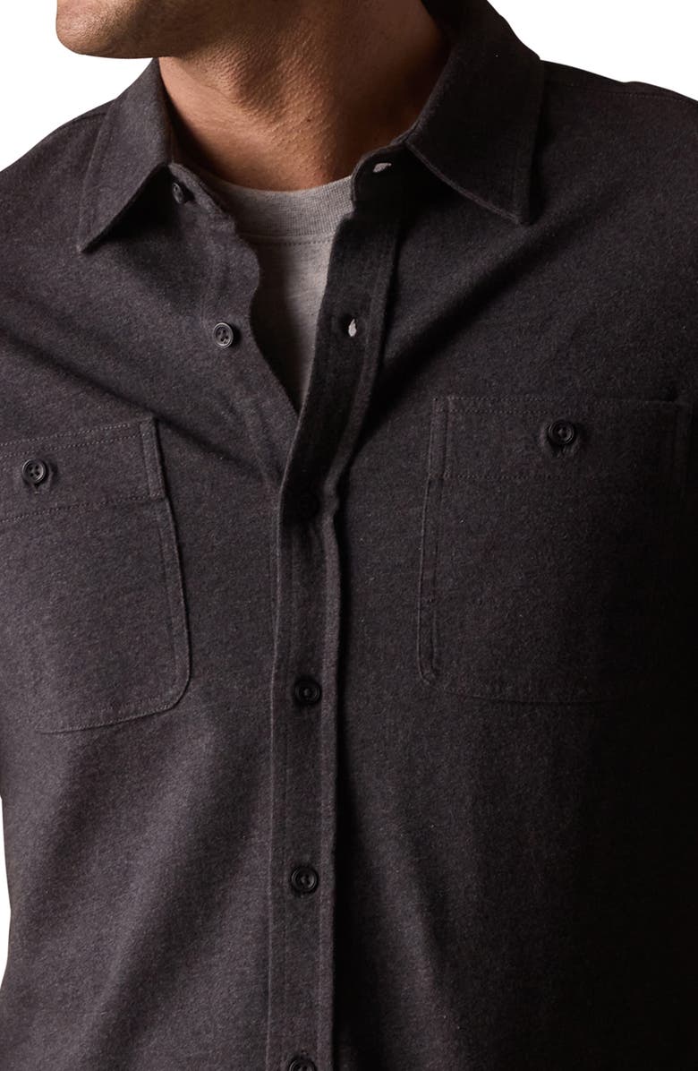 The Normal Brand Lennox Cotton Jersey Button-Up Shirt, Alternate, color, Heather Charcoal