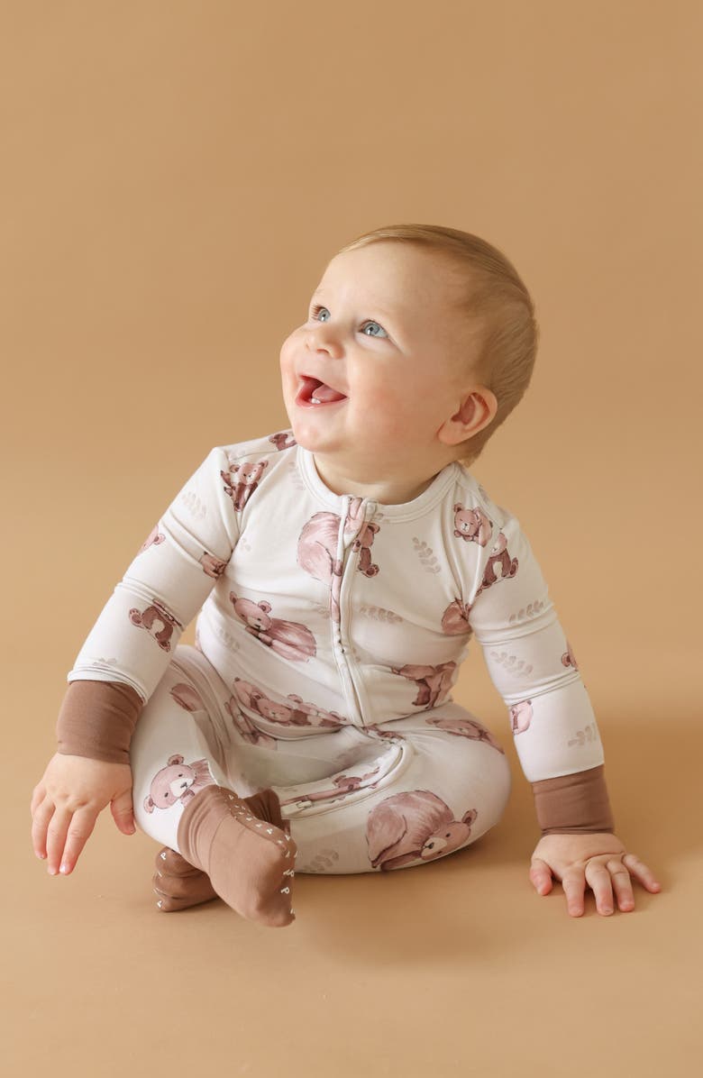 Posh Peanut Bernard Fitted Convertible One-Piece Pajamas, Alternate, color, Beige