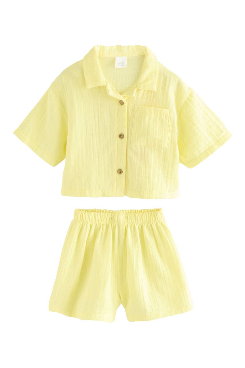 Kids' Cotton Gauze Camp Shirt & Shorts Set, Main, color, YELLOW