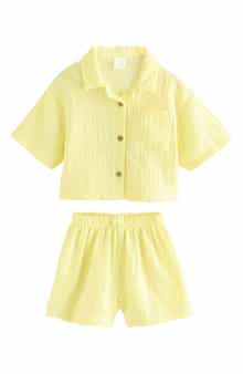 NEXT Kids' Cotton Gauze Camp Shirt & Shorts Set