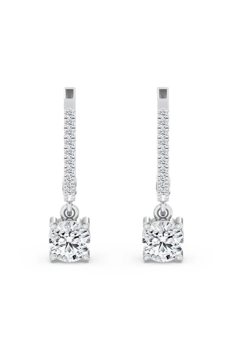 Round Droplet Hoop Lab Diamond in 14K Gold, Alternate, color, White Gold