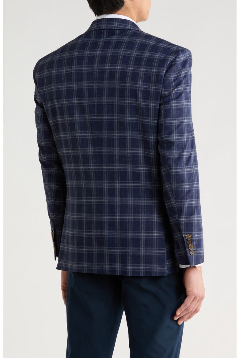 Slim Fit Plaid Blazer, Alternate, color, DARK BLUE