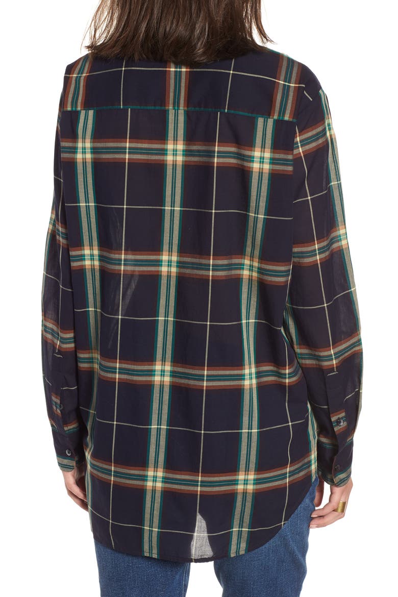 Oversize Ex-Boyfriend Plaid Shirt, Alternate, color, JADE GREEN