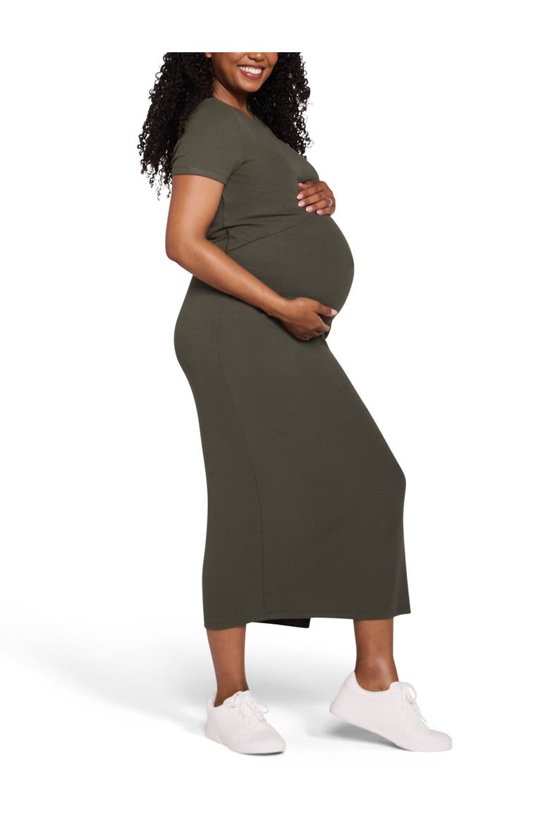 Crew Neck Short Sleeve Nursing Midi Dress, Alternate, color, Deep Depths