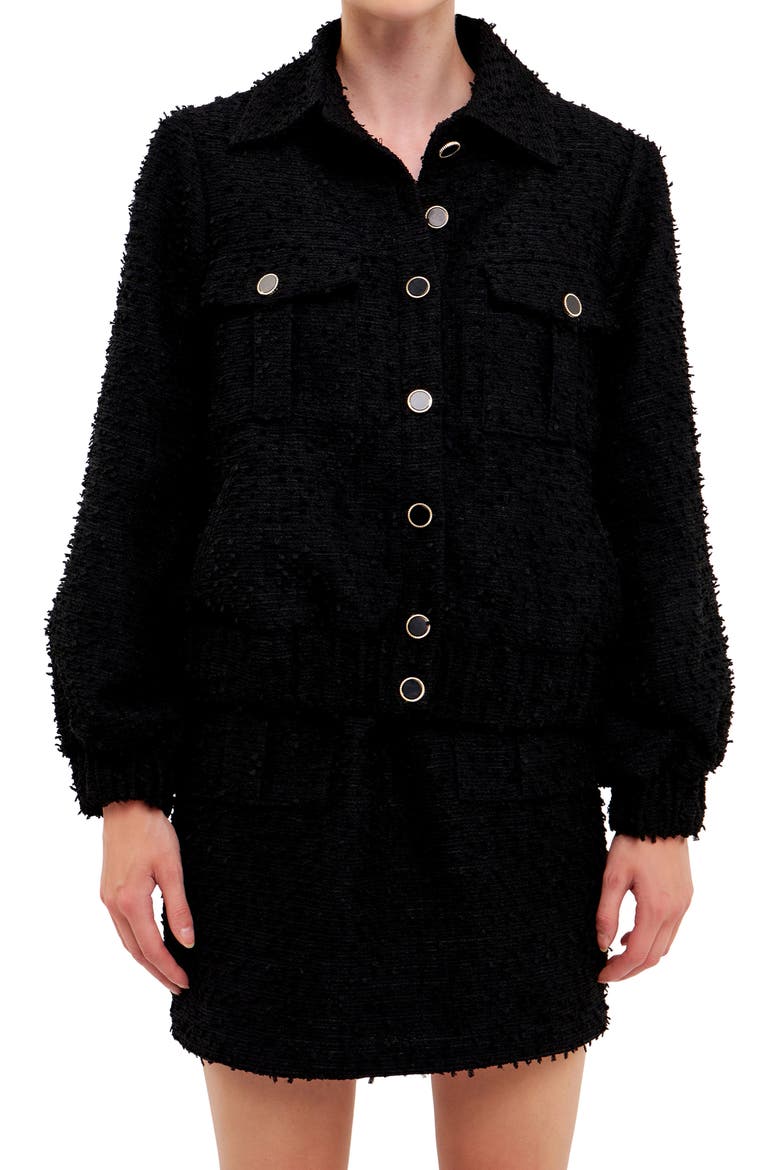 Bouclé Jacket, Alternate, color, BLACK
