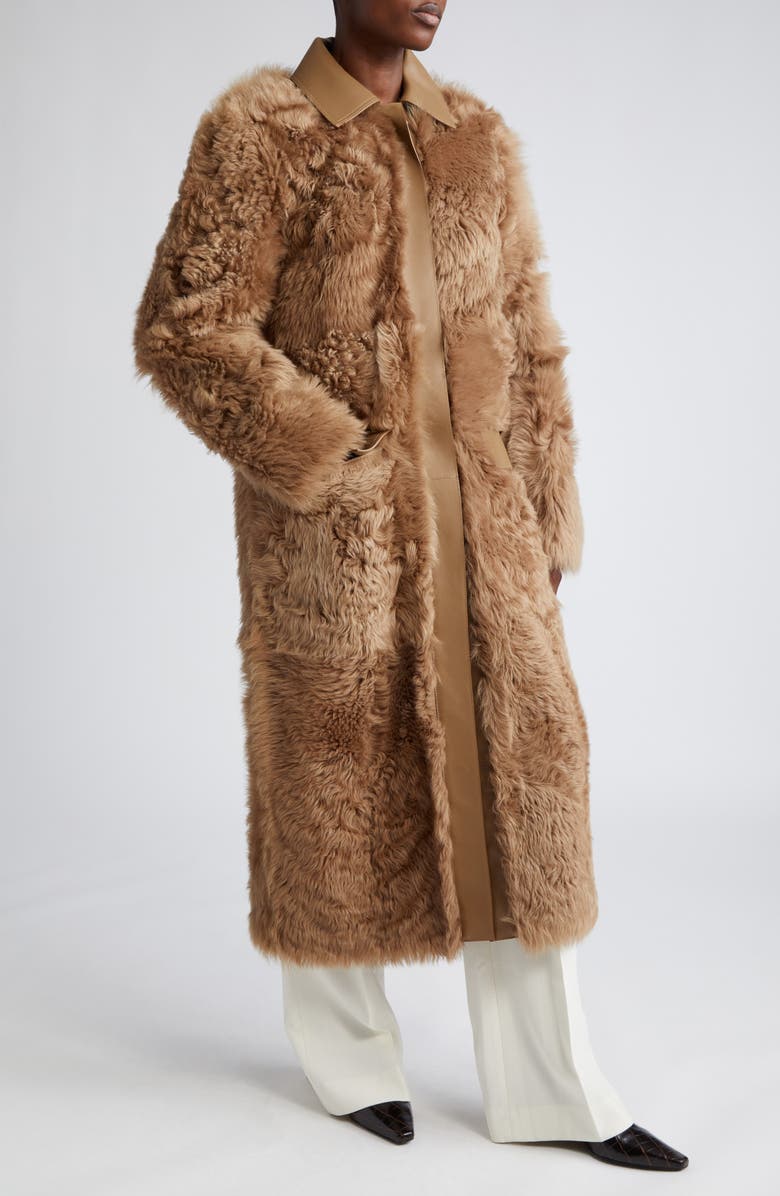 TOTEME Curly Genuine Shearling Coat, Alternate, color,