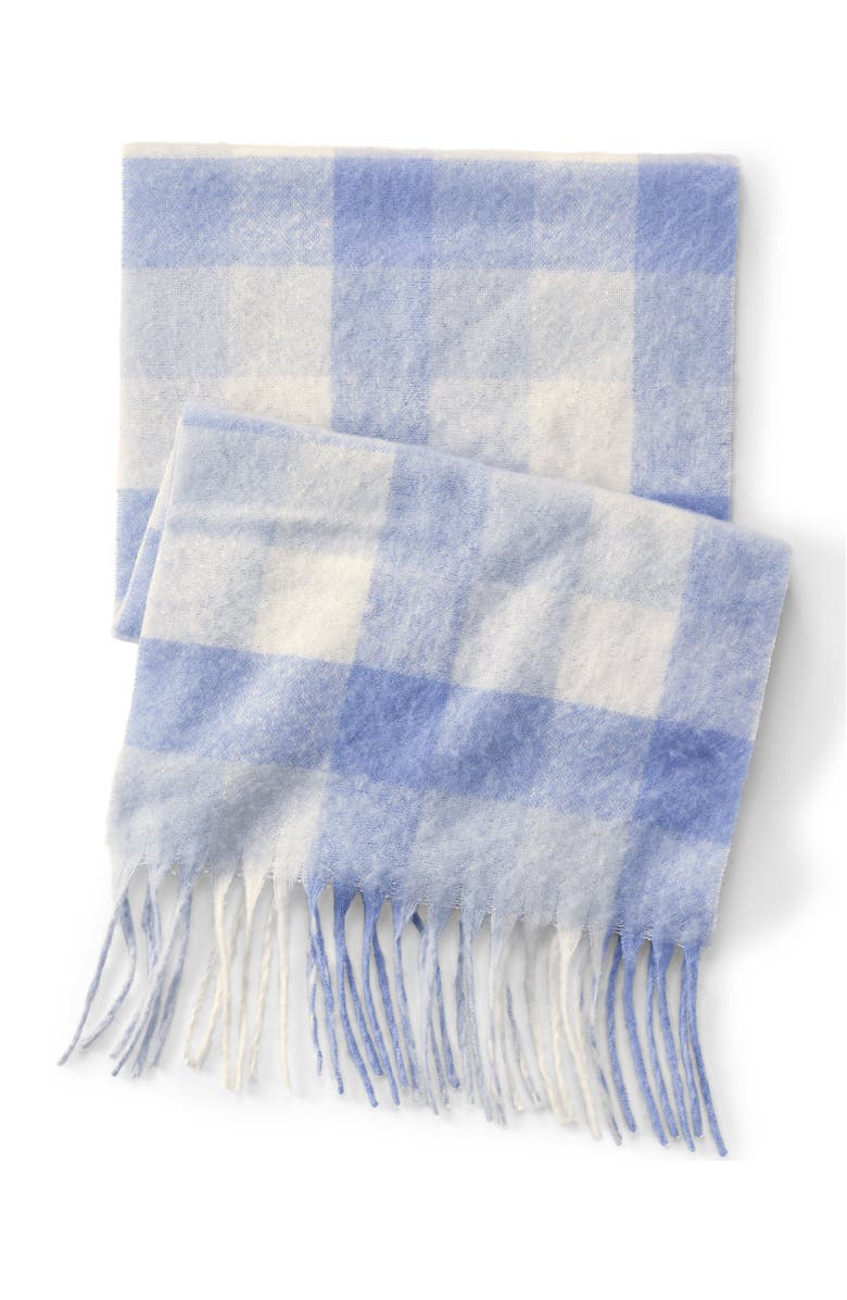 Lands' End Brushed Blanket Scarf, Alternate, color, Light Cornflower Check