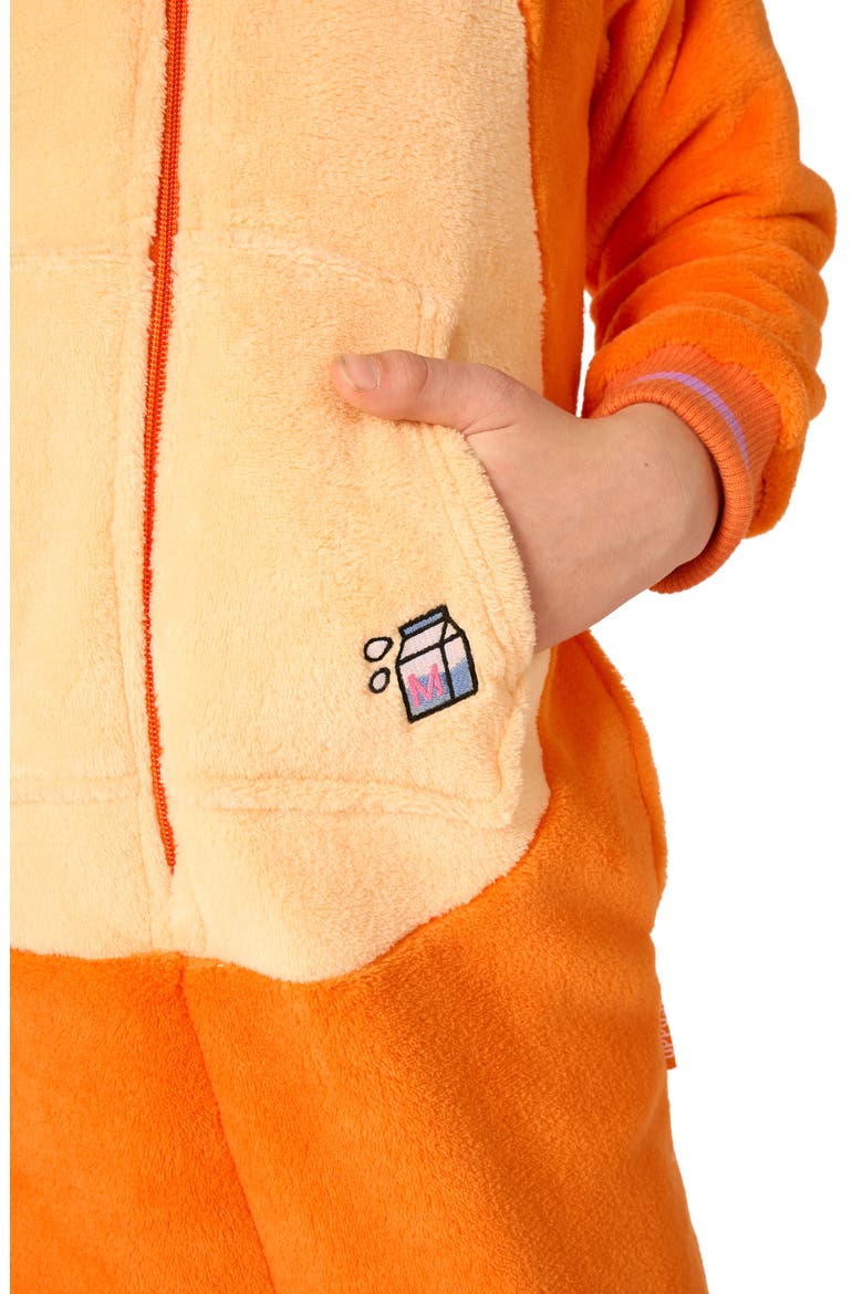 Kids' Orange Cat One Piece Hooded Jumpsuit, Alternate, color, ORANGE