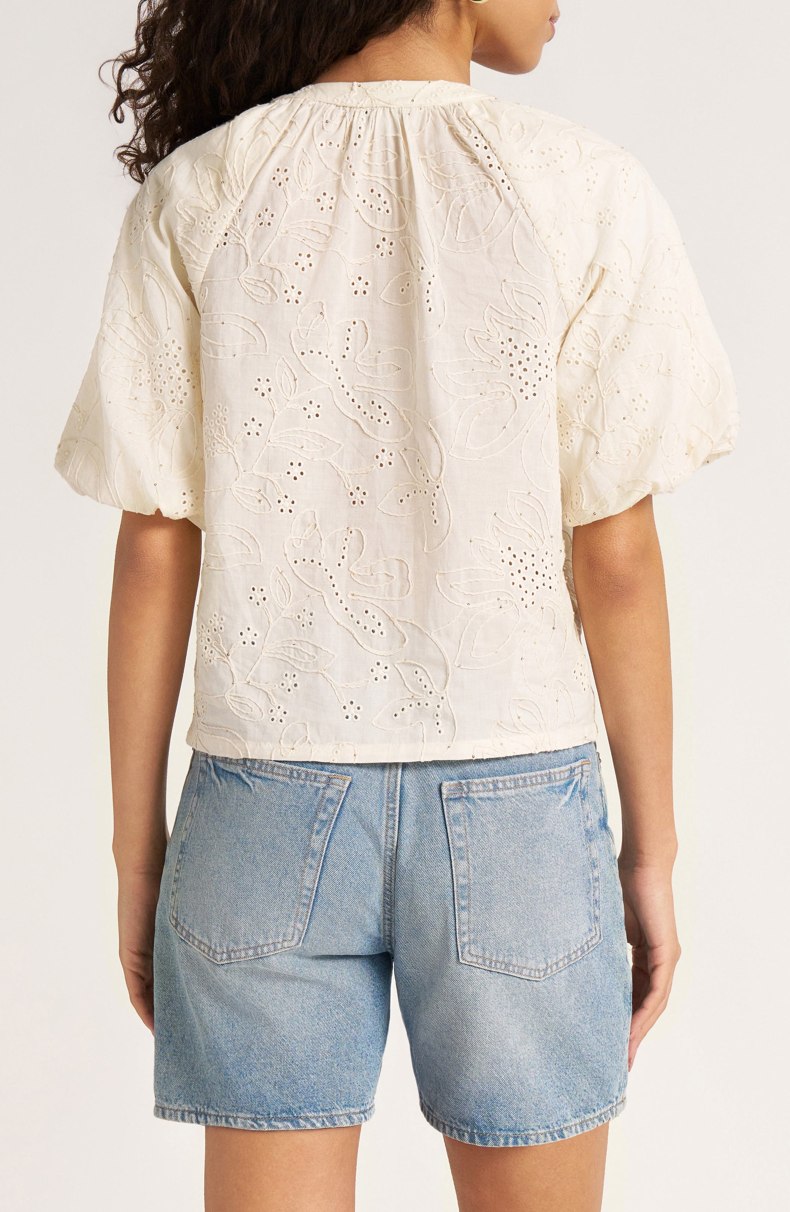 Viola Eyelet Bubble Sleeve Top - image 2