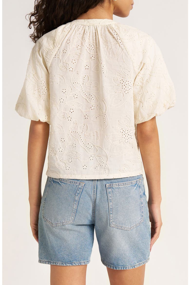 Viola Eyelet Bubble Sleeve Top, Alternate, color, IVORY