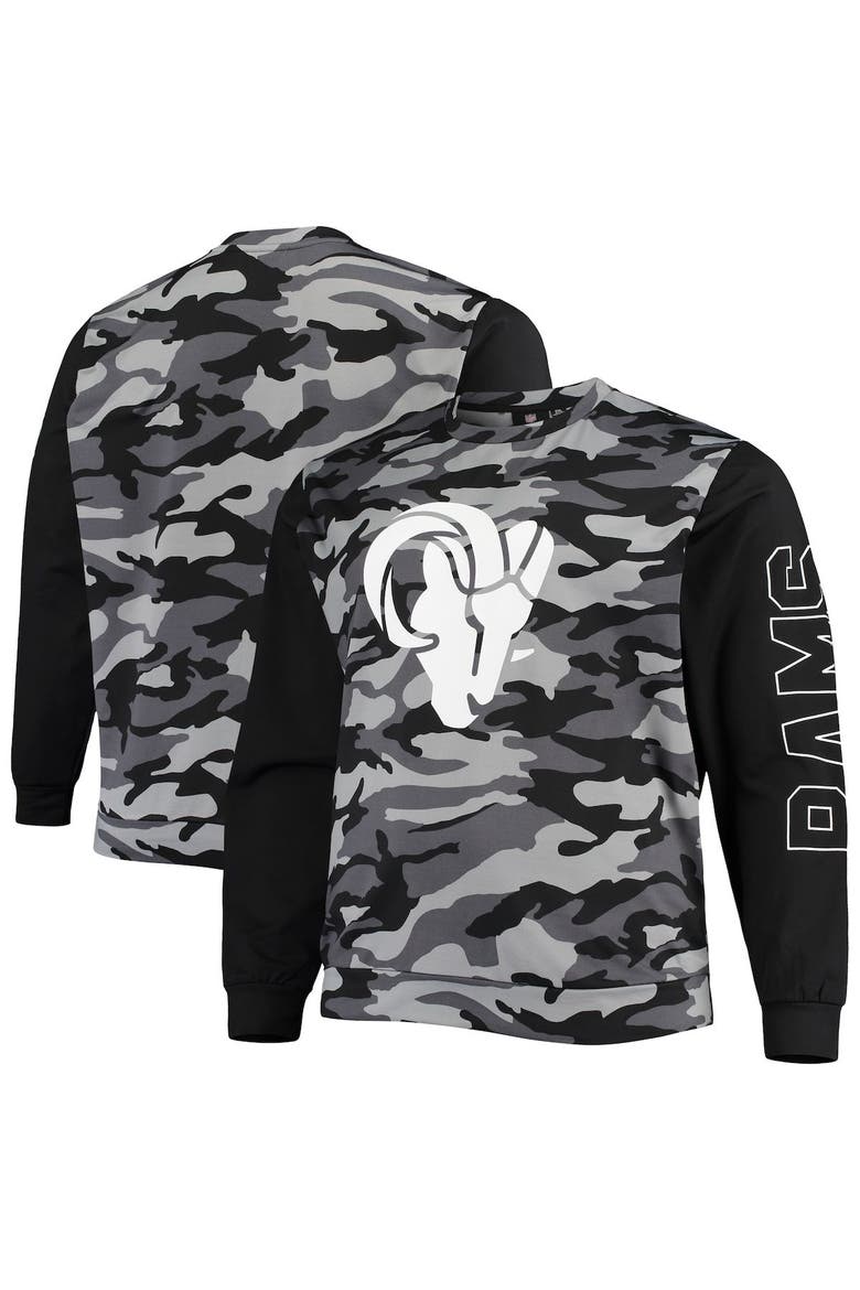 Men's FOCO Black Los Angeles Rams Camo Long Sleeve T-Shirt, Alternate, color, Black