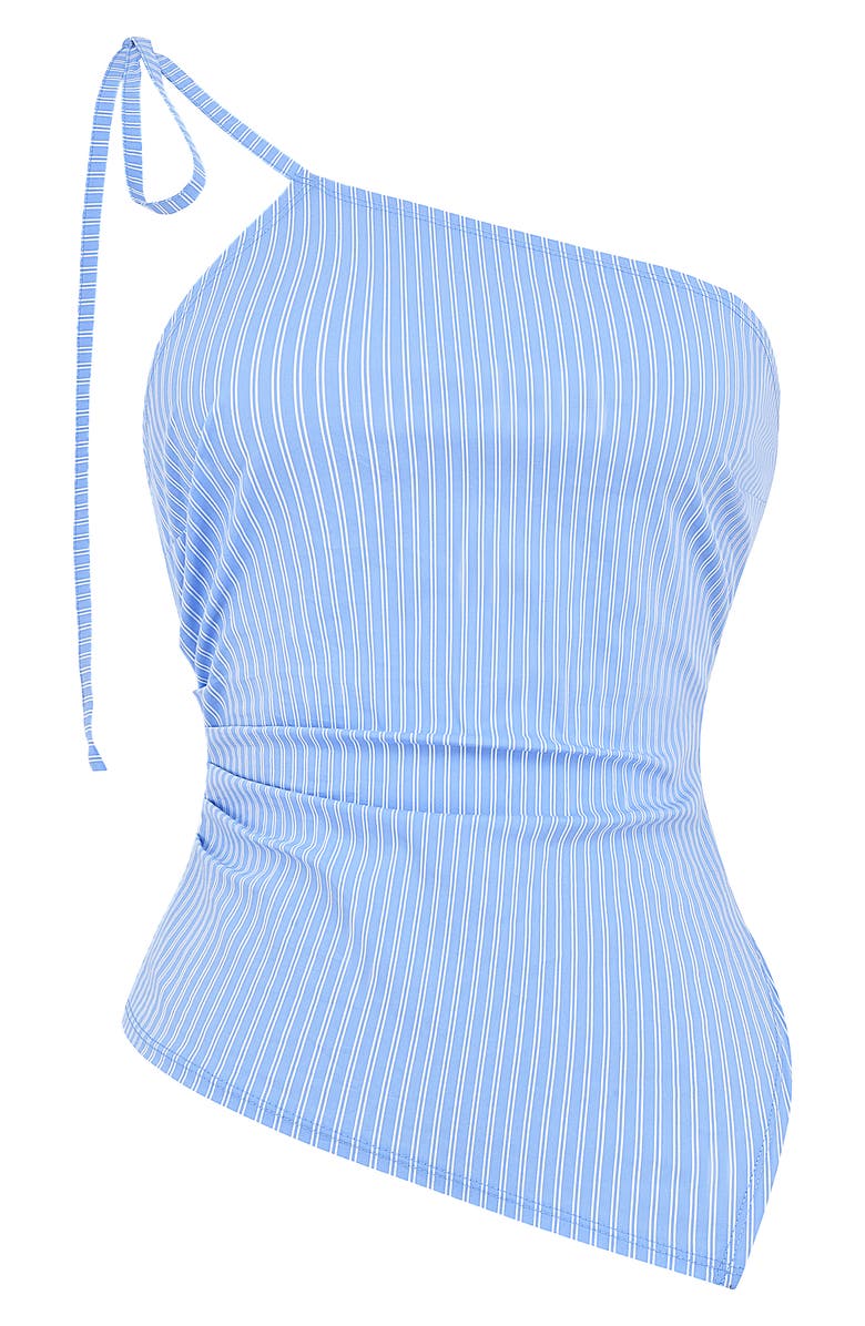 Mistress Rocks Stripe One-Shoulder Asymmetric Top, Alternate, color, Blue