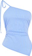 Mistress Rocks Stripe One-Shoulder Asymmetric Top