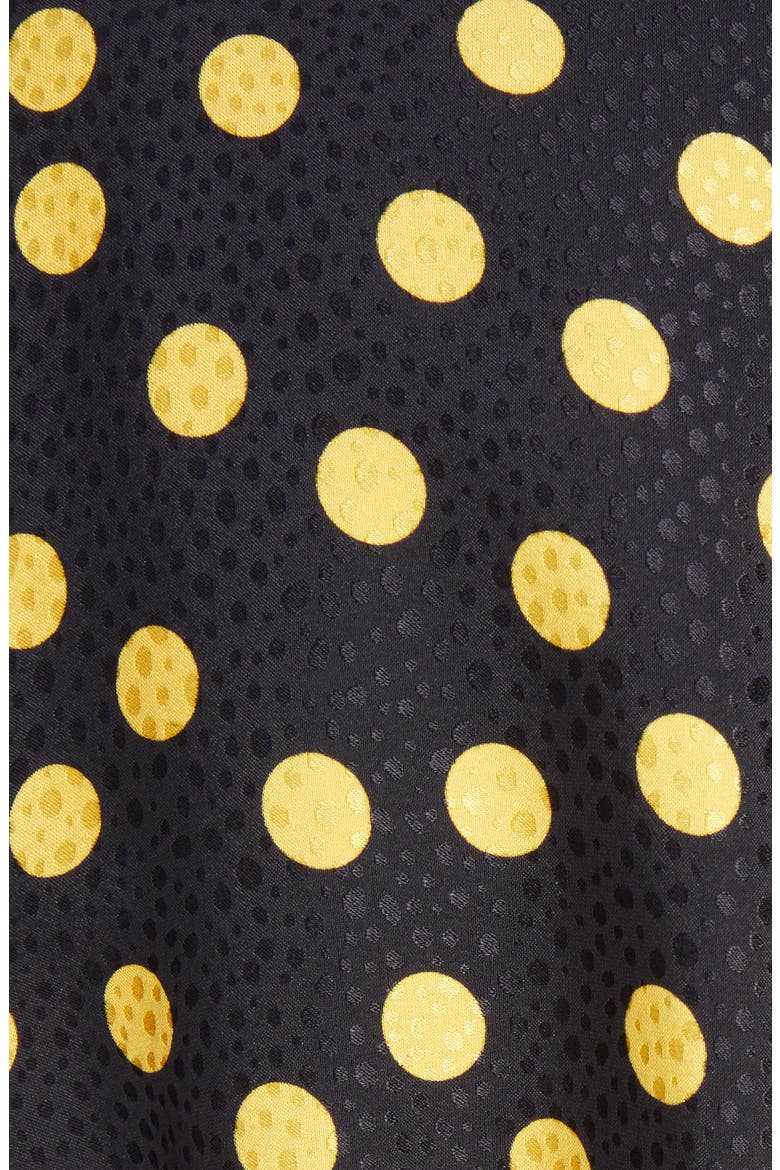 Belted Polka Dot Silk Crepe Midi Dress, Alternate, color, NUIT/ JAUNE