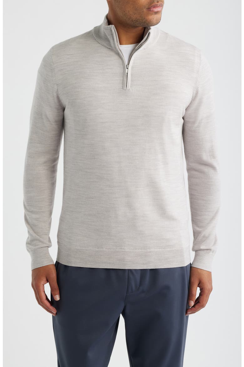 Blackhall Wool Quarter Zip Sweater, Main, color, WICKER BROWN