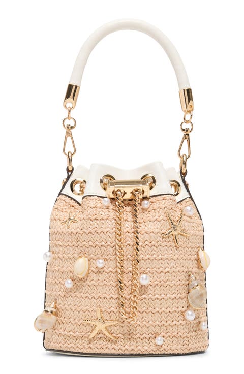 Sirenax Woven Raffia Bucket Bag