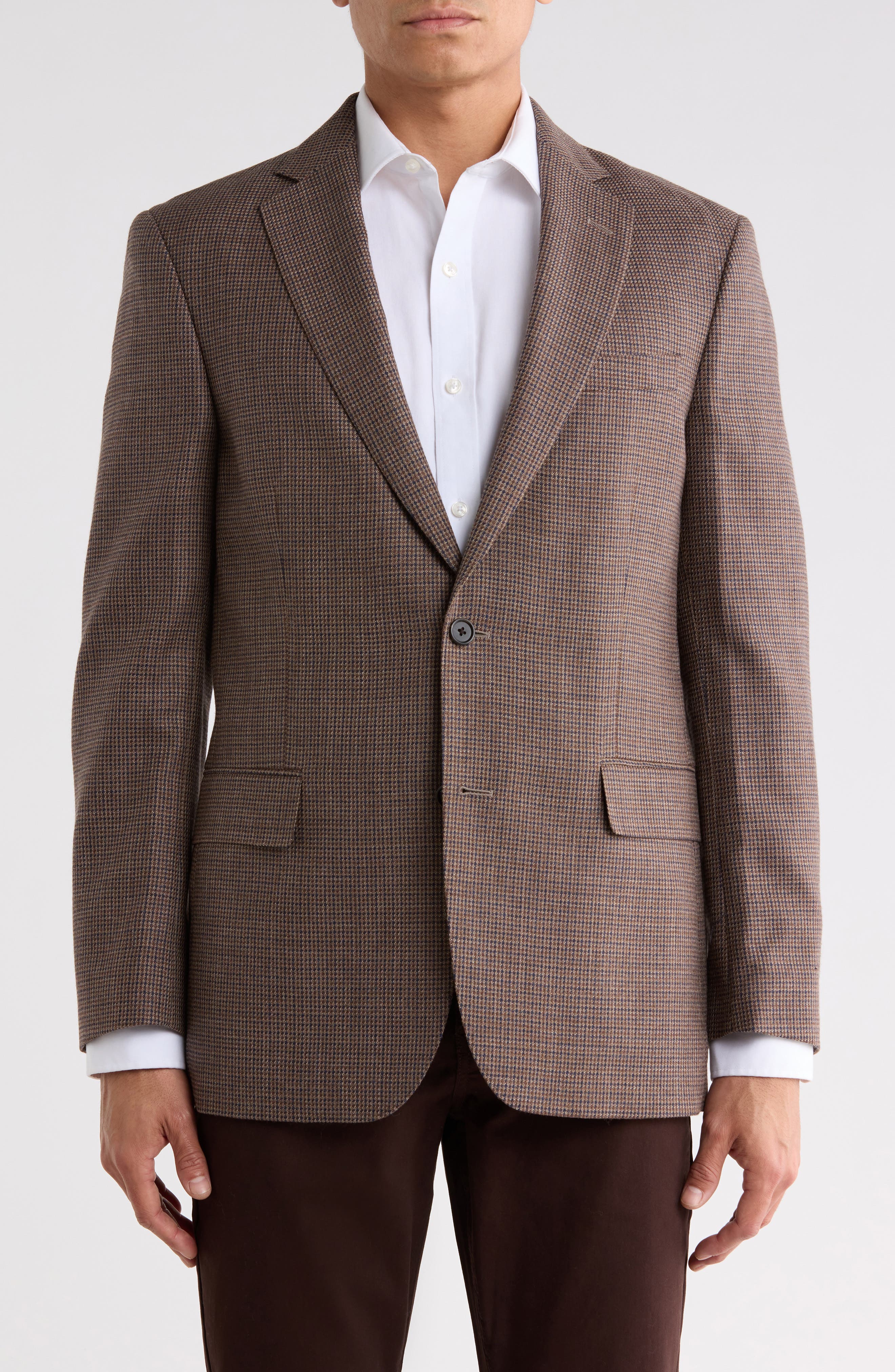Houndstooth Check Wool & Cotton Sport Coat