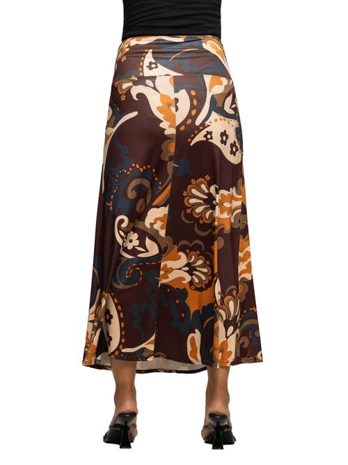 24seven Comfort Apparel Elastic Waist Maxi Skirt Print In Multi