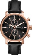 Fossil Rhett Leather Strap Watch, 43mm
