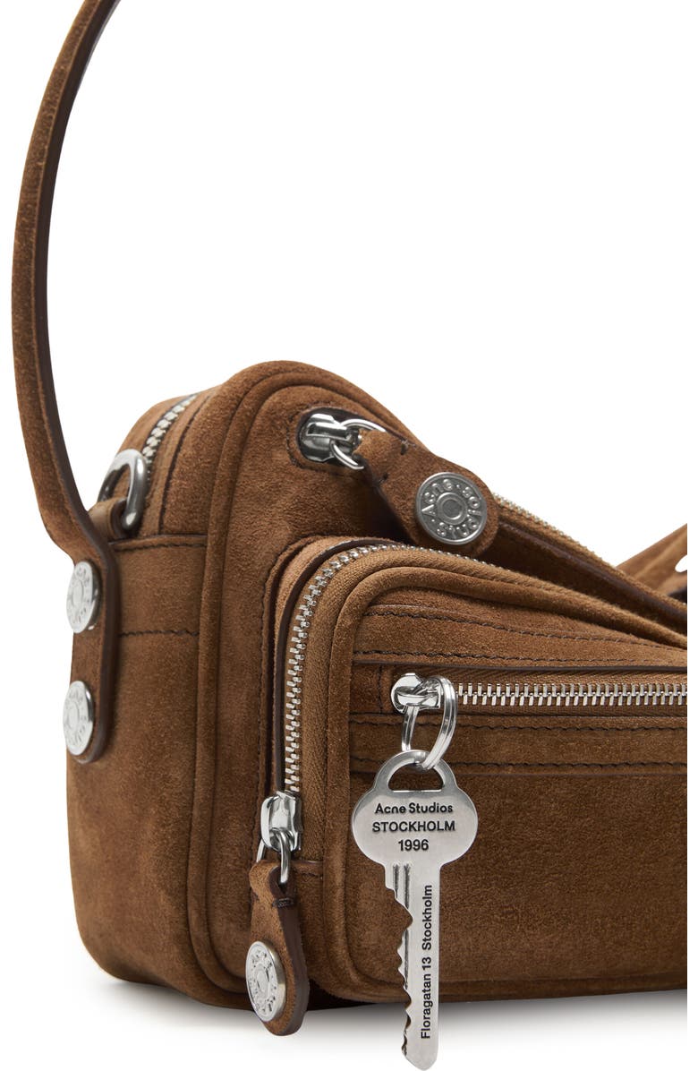 Acne Studios Camero Party Suede Shoulder Bag, Alternate, color, Cognac Brown
