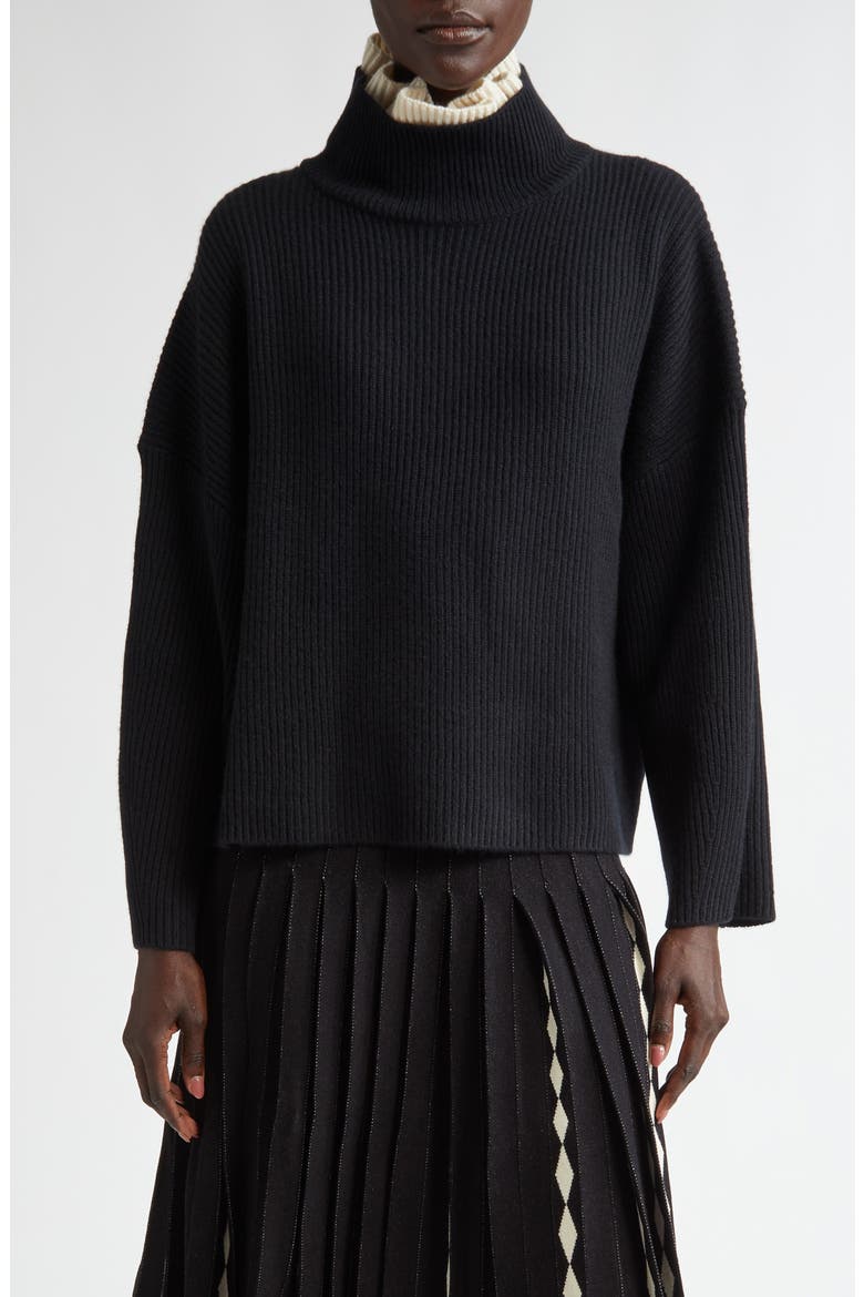 Zoppez Layered Mock Neck Cashmere Sweater, Main, color, 000001 BLACK