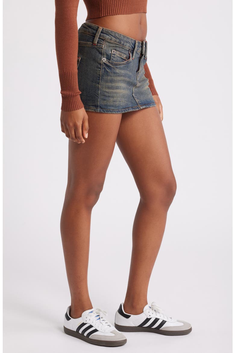 Ultra Raw Hem Denim Miniskirt, Alternate, color, MID VINTAGE