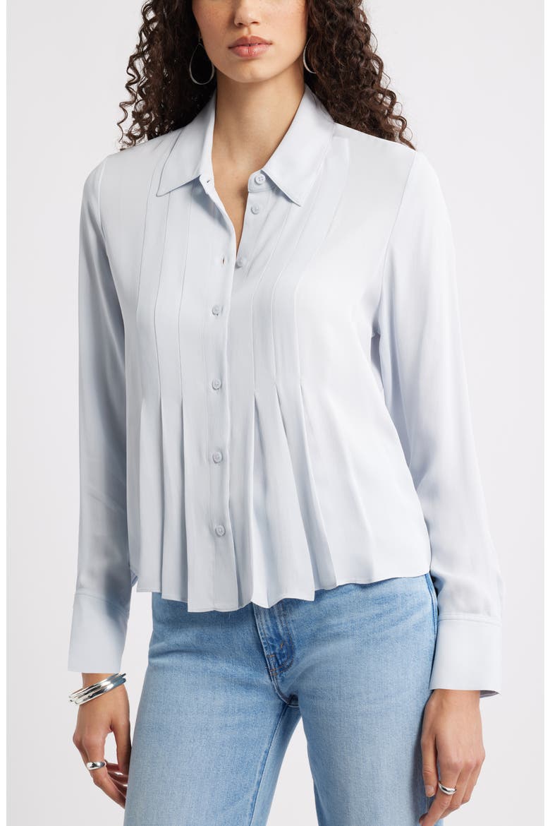 Tux Pleated Button-Up Shirt, Main, color, BLUE DAWN