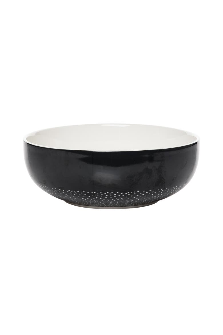 Dot Patterned Serving Bowl Ceramic Black, Main, color, White