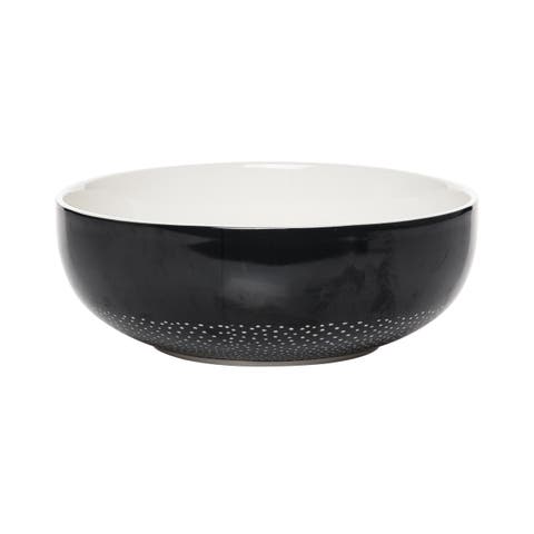 Dot Patterned Serving Bowl Ceramic Black