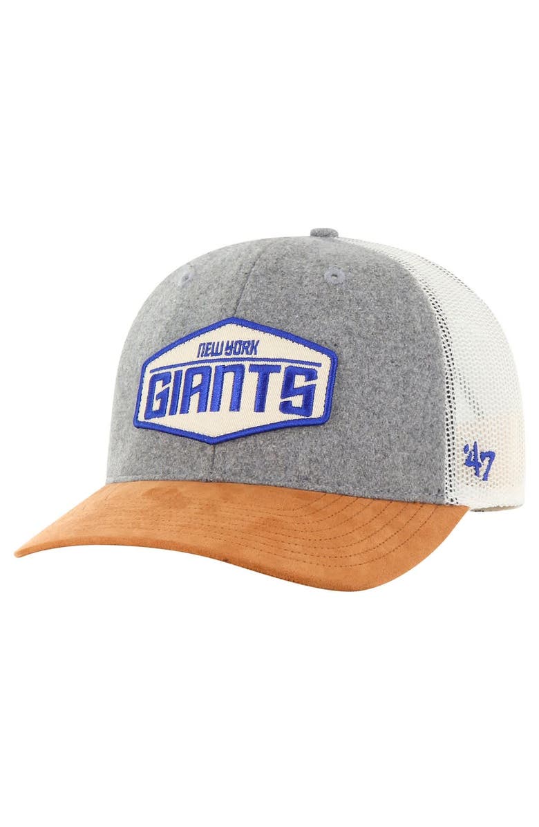 '47 Men's '47 Heather Gray/Tan New York Giants Drover Trucker Adjustable Hat, Main, color, Heather Gray