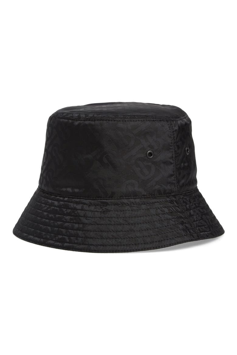Monogram Jacquard Bucket Hat, Main, color, BLACK