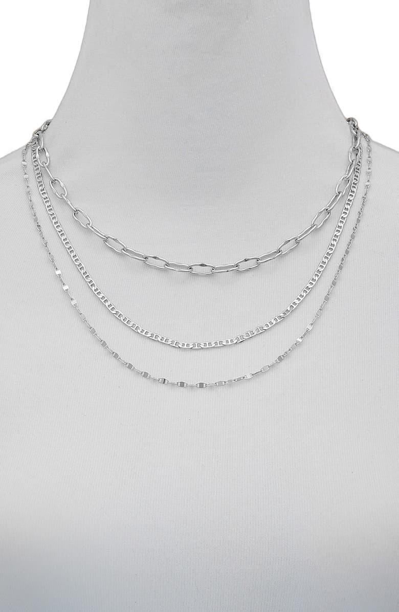 Vince Camuto Set of 3 Chain Necklaces, Alternate, color, Silver Tone