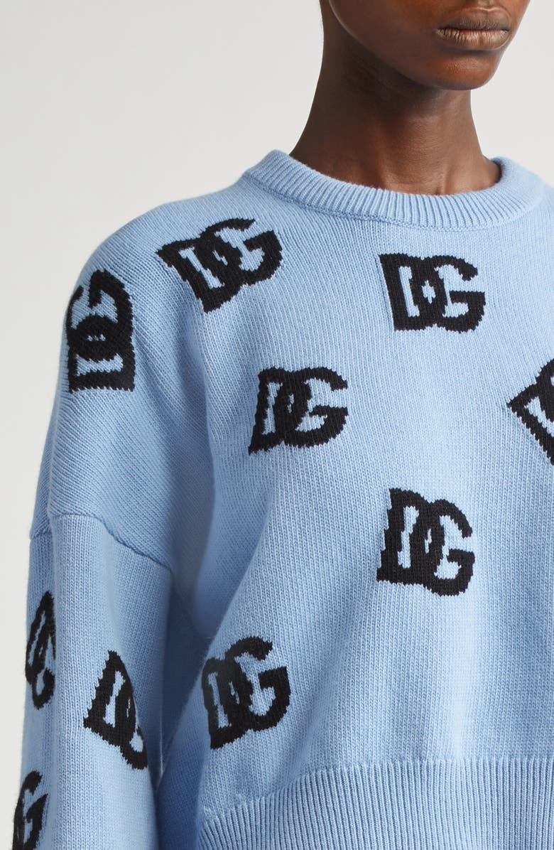 Dolce&Gabbana Logo Jacquard Virgin Wool Crewneck Sweater, Alternate, color, 