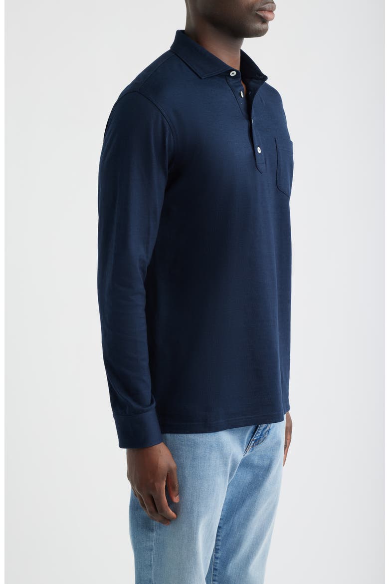 Landon Crown Crafted Long Sleeve Polo, Alternate, color, NAVY