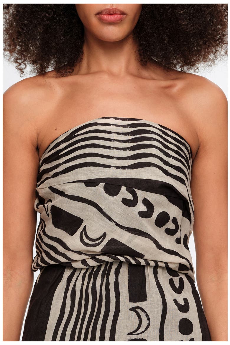 Strapless Moon Stripes Dress, Alternate, color, Moon stripes WHITE