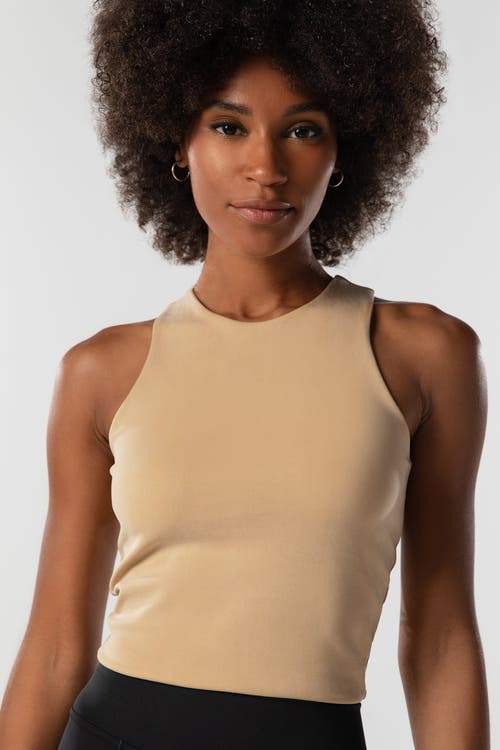 Kada The Cupro Sculpt Racerback Crop Tank In Nude