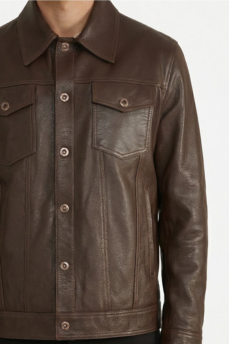 Oliver Leather Jacket, Alternate, color, Cognac Brown