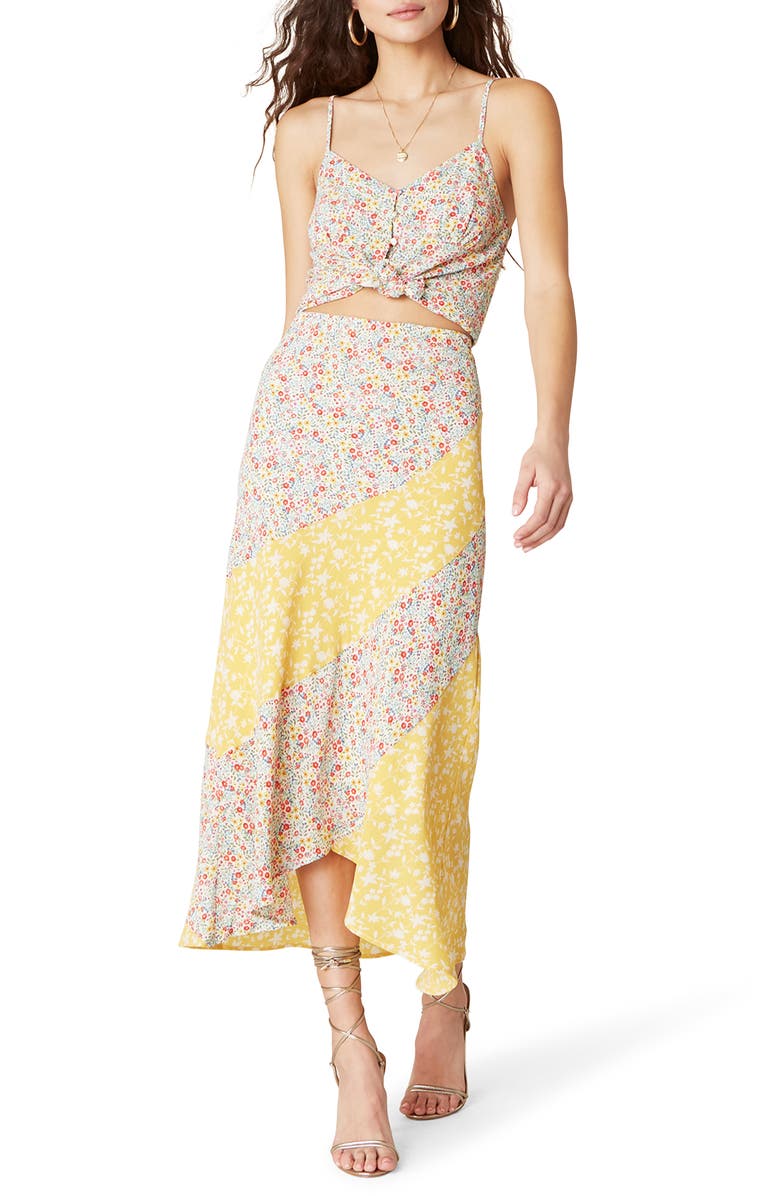 BB Dakota by Steve Madden BB Dakota Mixing It Mixed Floral Print Midi Skirt, Alternate, color,