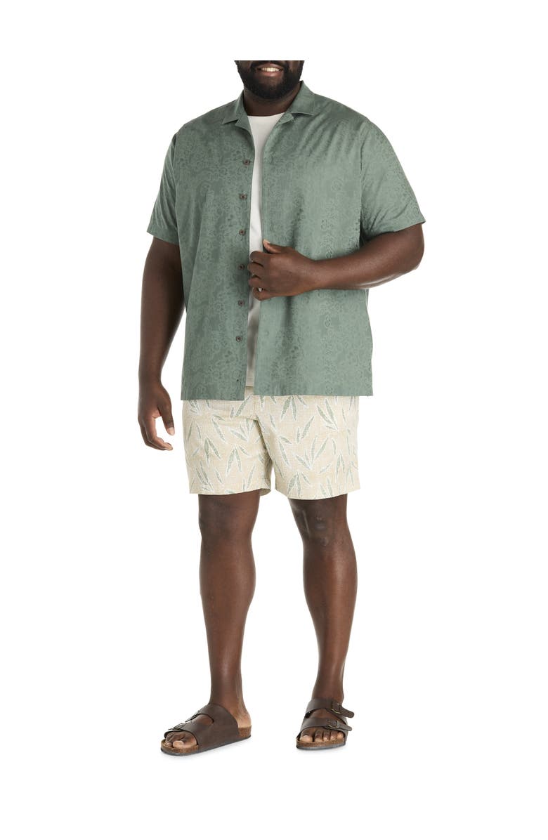 Oak Hill by DXL Big & Tall Solid Camp Shirt, Alternate, color, Laurel Wreath