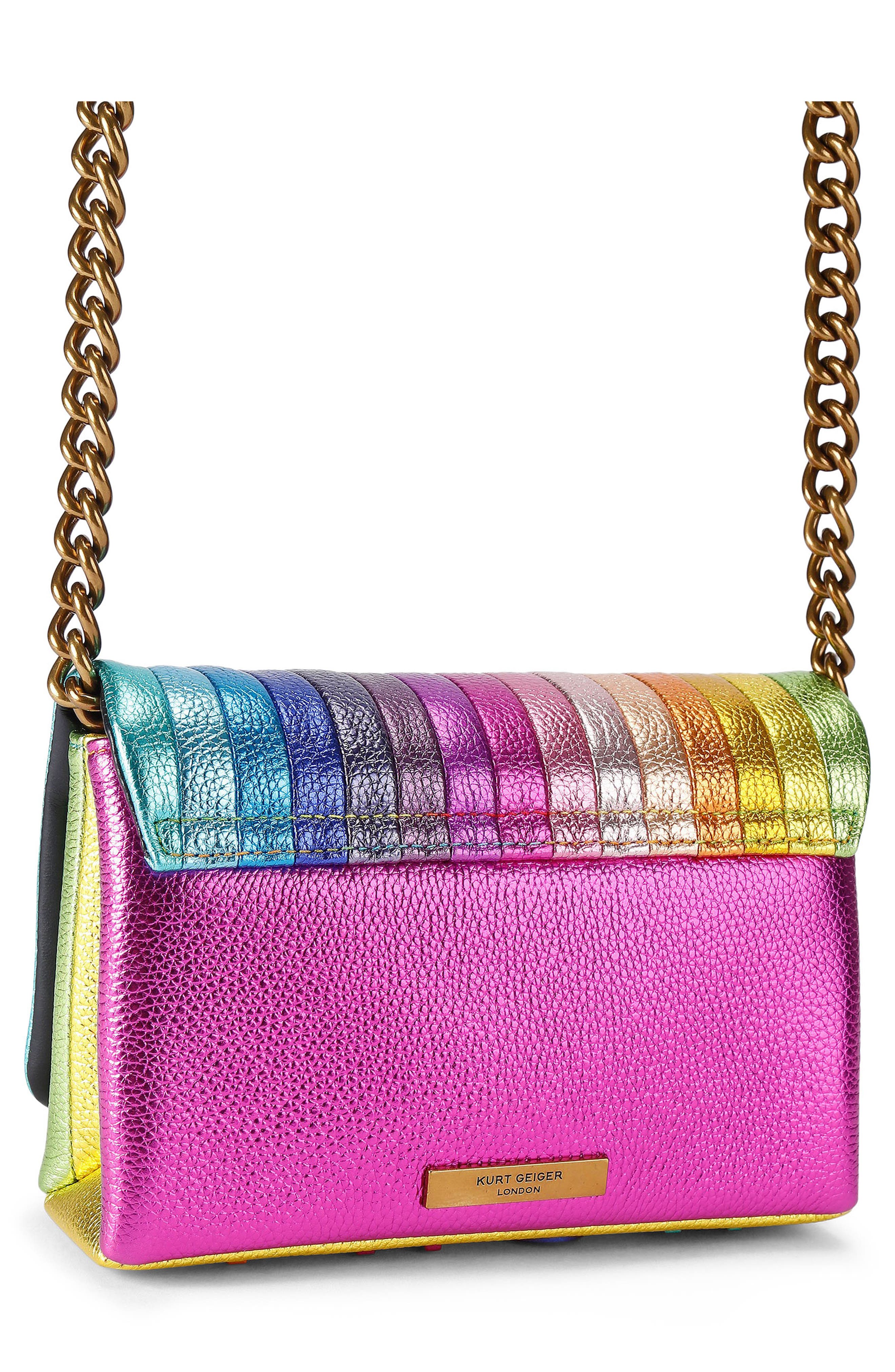 Kurt Geiger London Mini Kensington Leather Crossbody Bag, Alternate, color, Rainbow